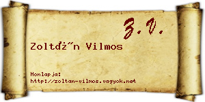 Zoltán Vilmos névjegykártya